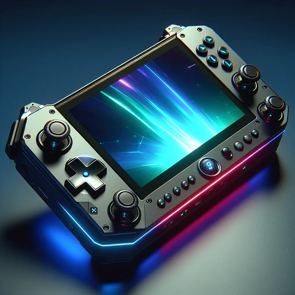 "Steam Deck 2 concept image showcasing Valve's rumored handheld gaming device with an OLED display, highlighting improved graphics and enhanced gaming experience."