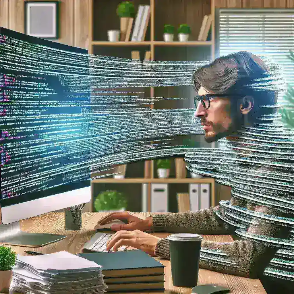 "Developer analyzing infinite scroll implementation on a website for web scraping optimization, showcasing code and data extraction techniques."